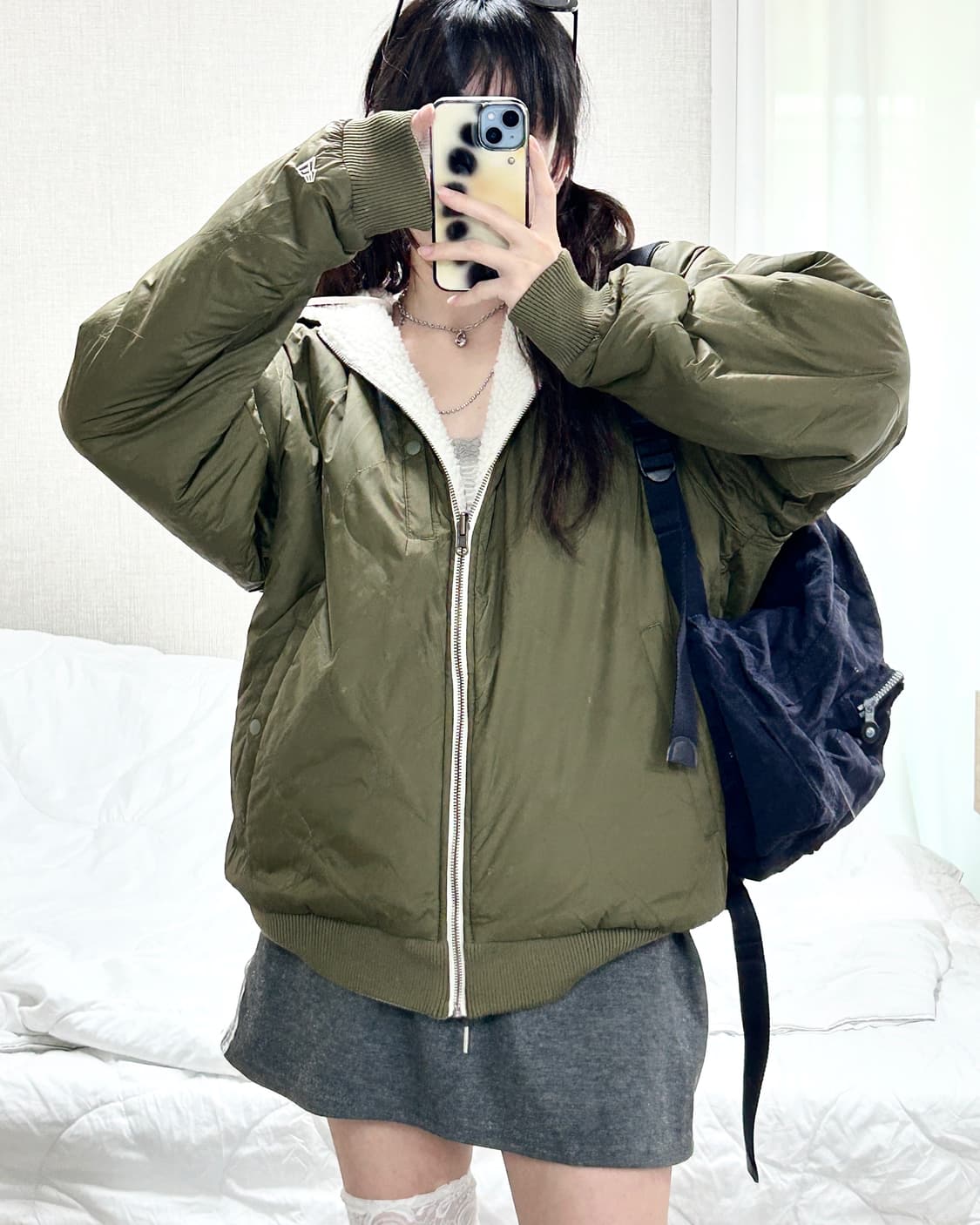 뉴에라 리버시블 카키 쉐르파 자켓 상품이미지4