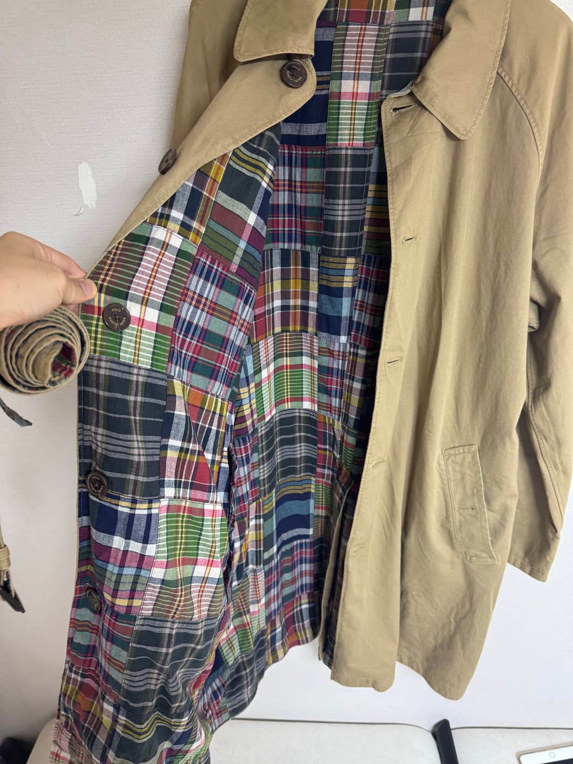 XL 폴로 랄프로렌 마드라스 체크 리버시블 코튼 발마칸 상품이미지6