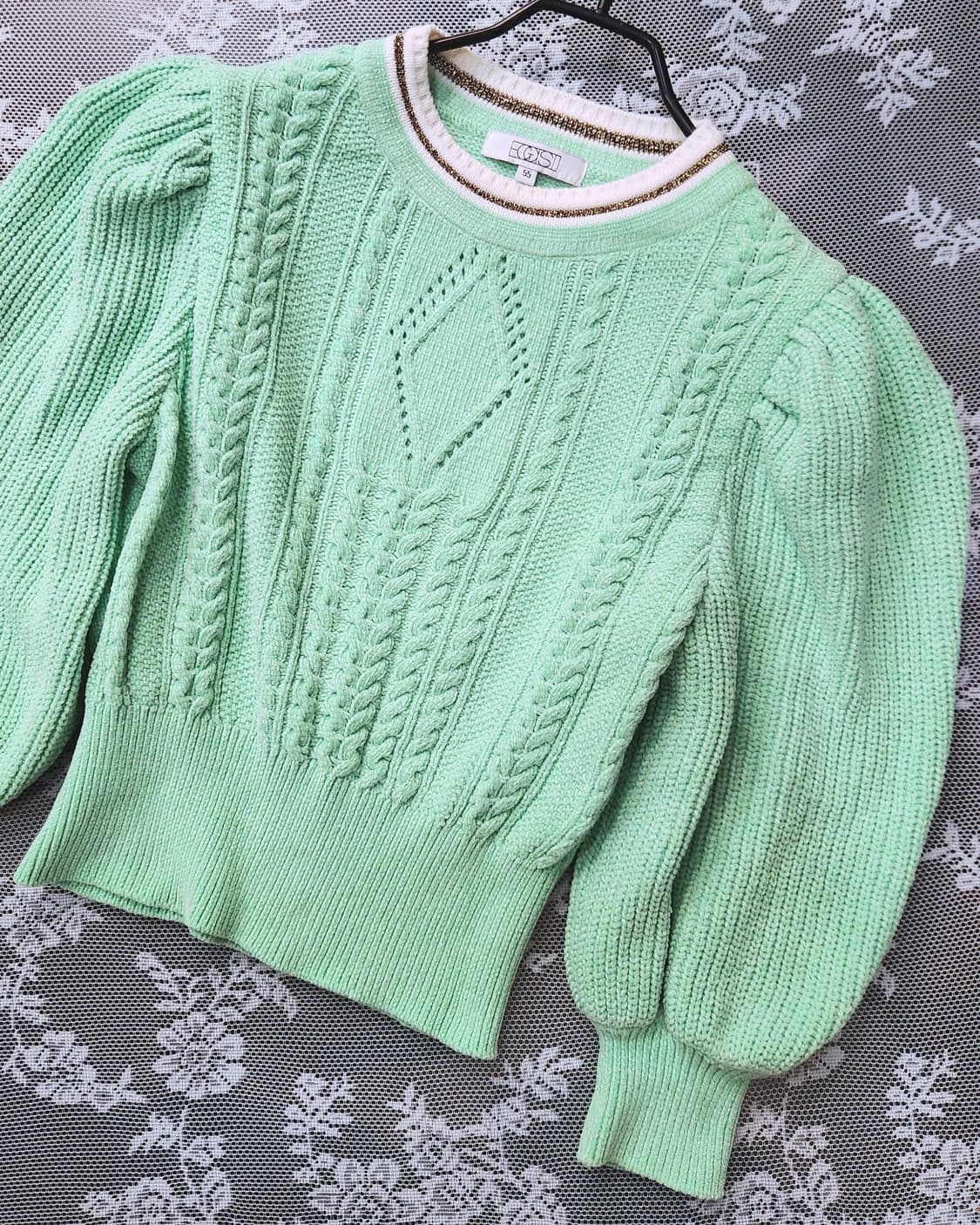 (새상품)에고이스트 볼륨소매 케이블니트55 상품이미지3