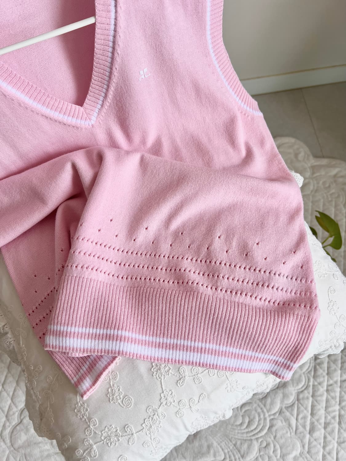 쿠레쥬 연핑크 브이넥 조끼 꾸레쥬 상품이미지3