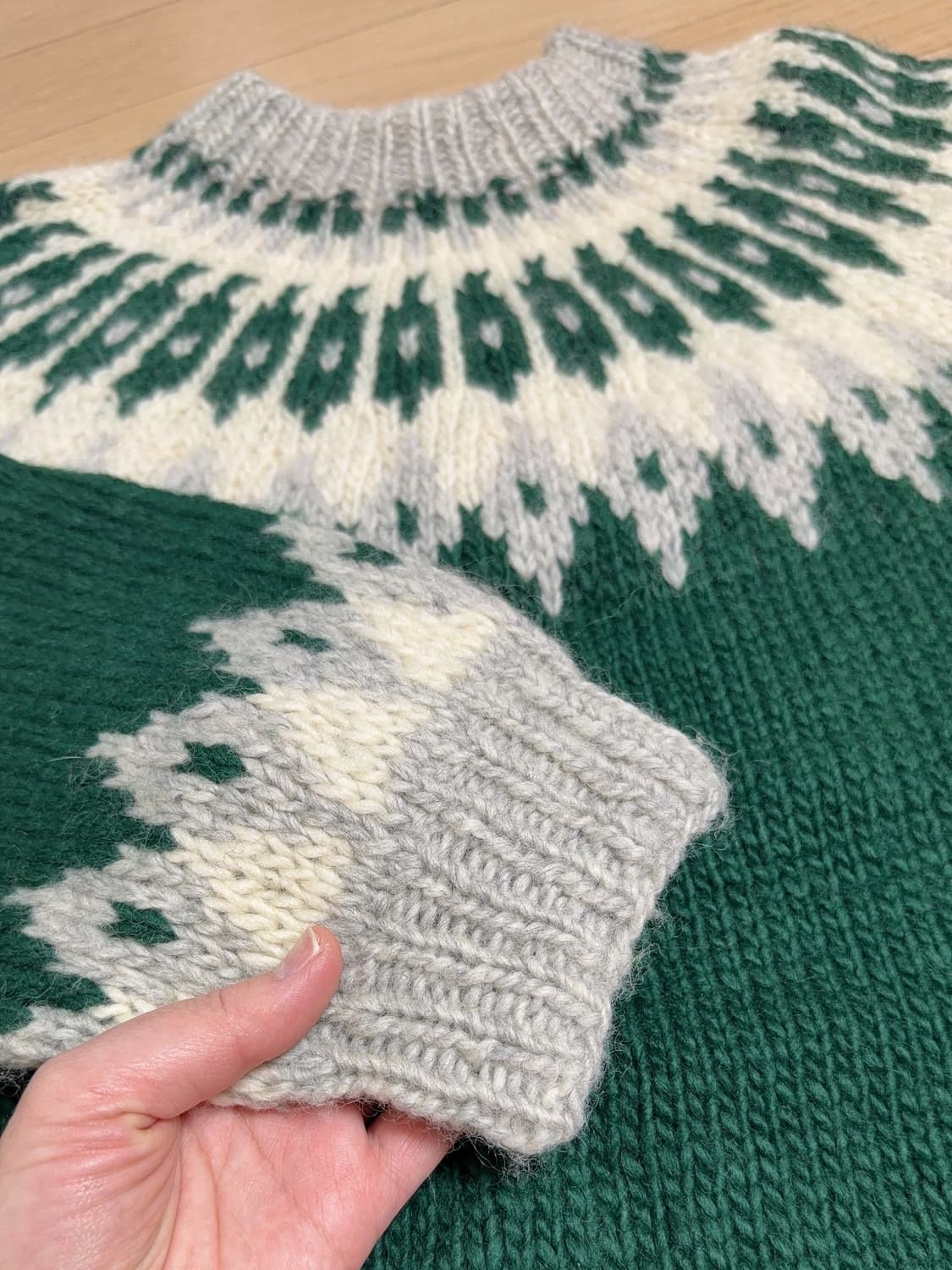 노르딕 패턴 그린 니트 상품이미지3
