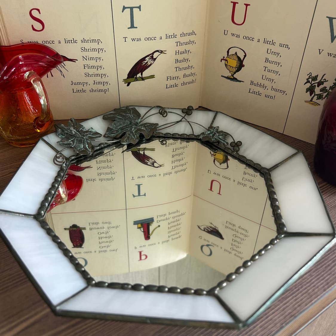 미국 빈티지 스테인드글라스 거울 장식 상품이미지2