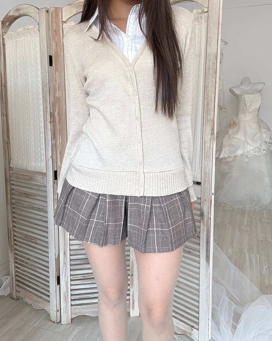 Geekchic Beige shirt layered knit 상품이미지3