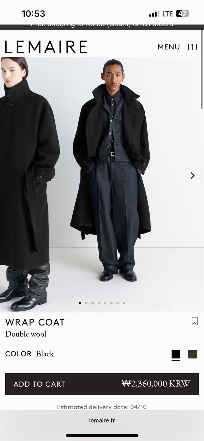 [L]르메르 25fw 랩 코트/블랙 상품이미지8