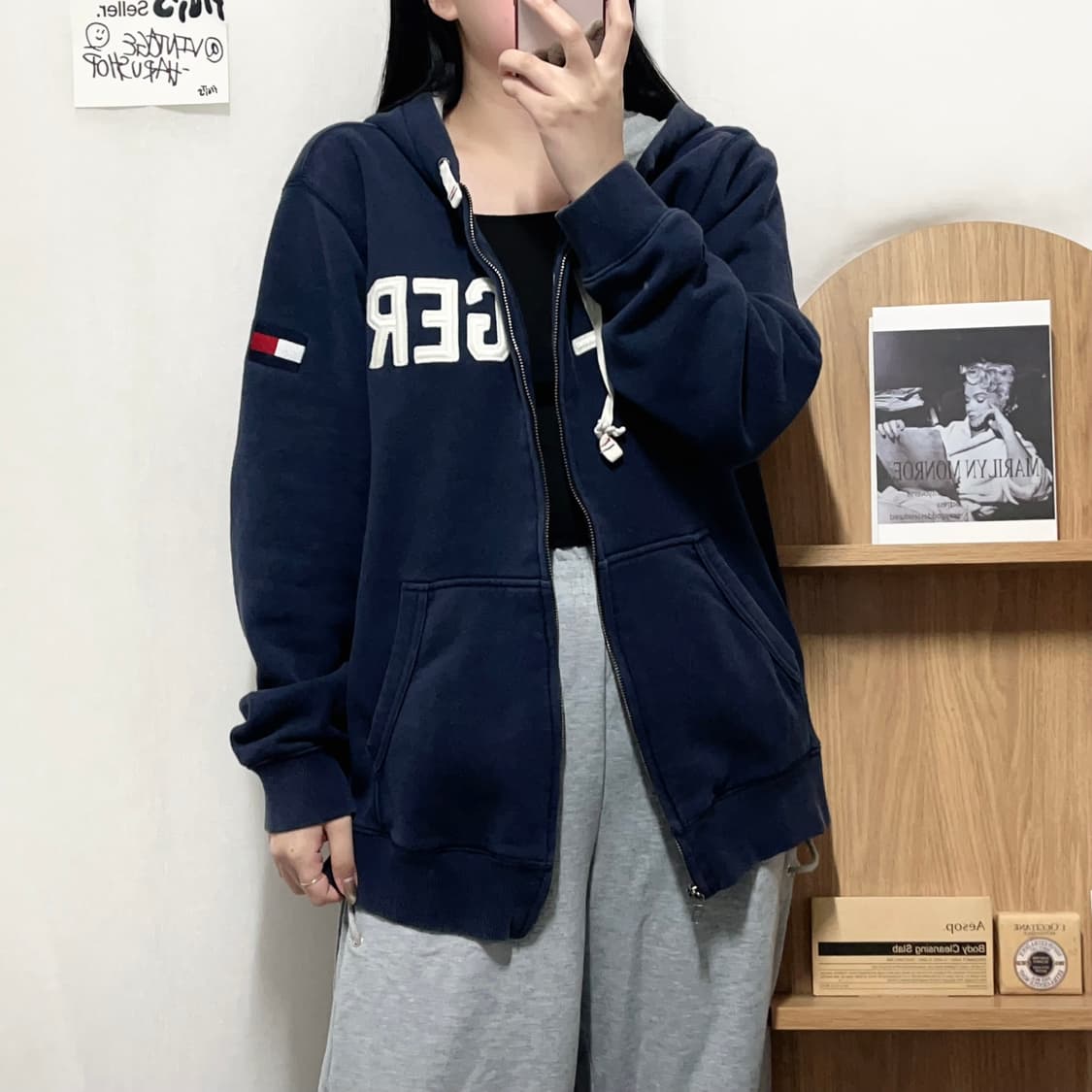 [정품] 타미 네이비 빅로고 기모 후집 [ L ] 상품이미지2