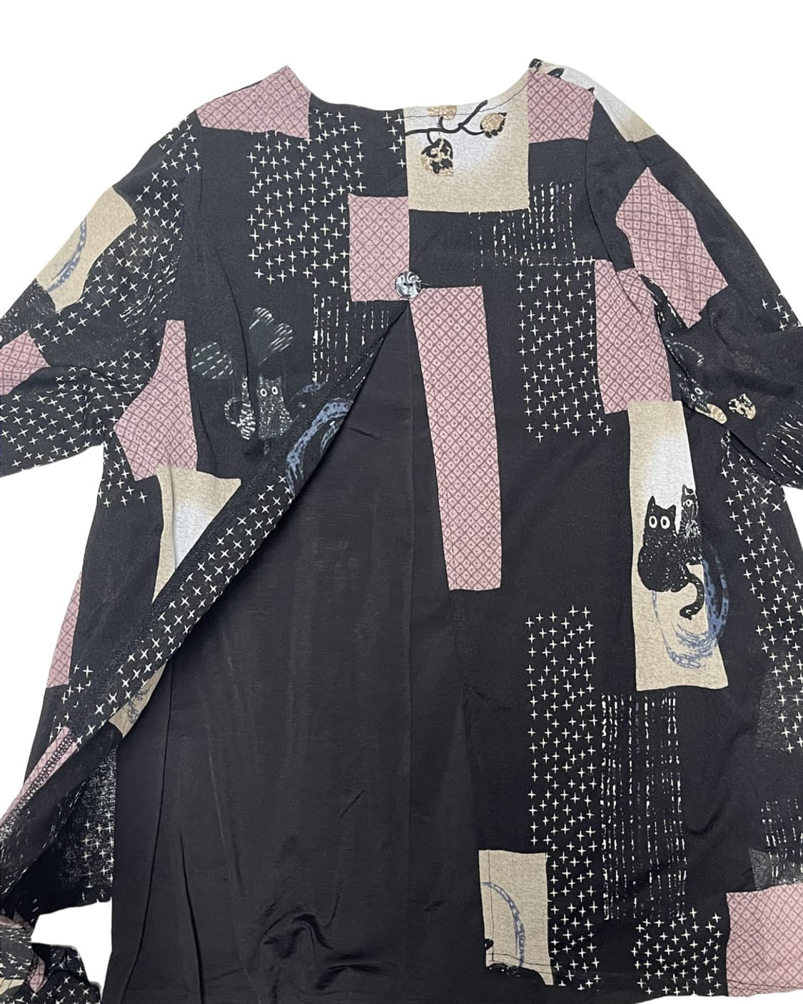 Cats printing layered top 상품이미지3