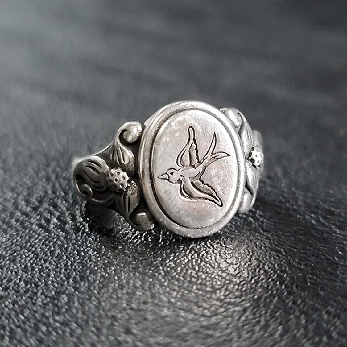 Sylfara 백동 남자 엔틱 빈티지 명품 꽃 제비 새 반지 상품이미지1