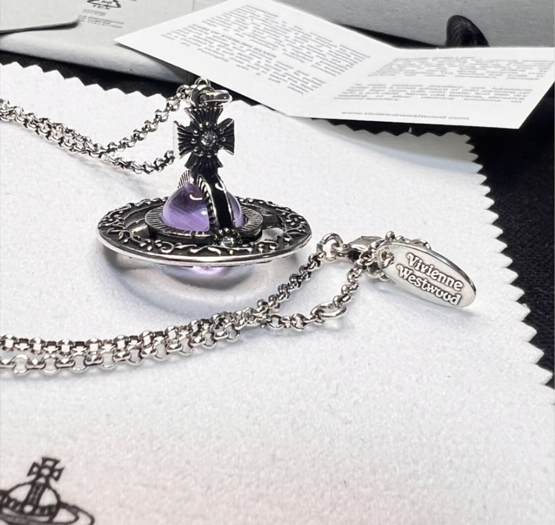 비비안웨스트우드 아카이브 퍼플 자수정 엔틱 3d orb 팬던트 목걸이 상품이미지1