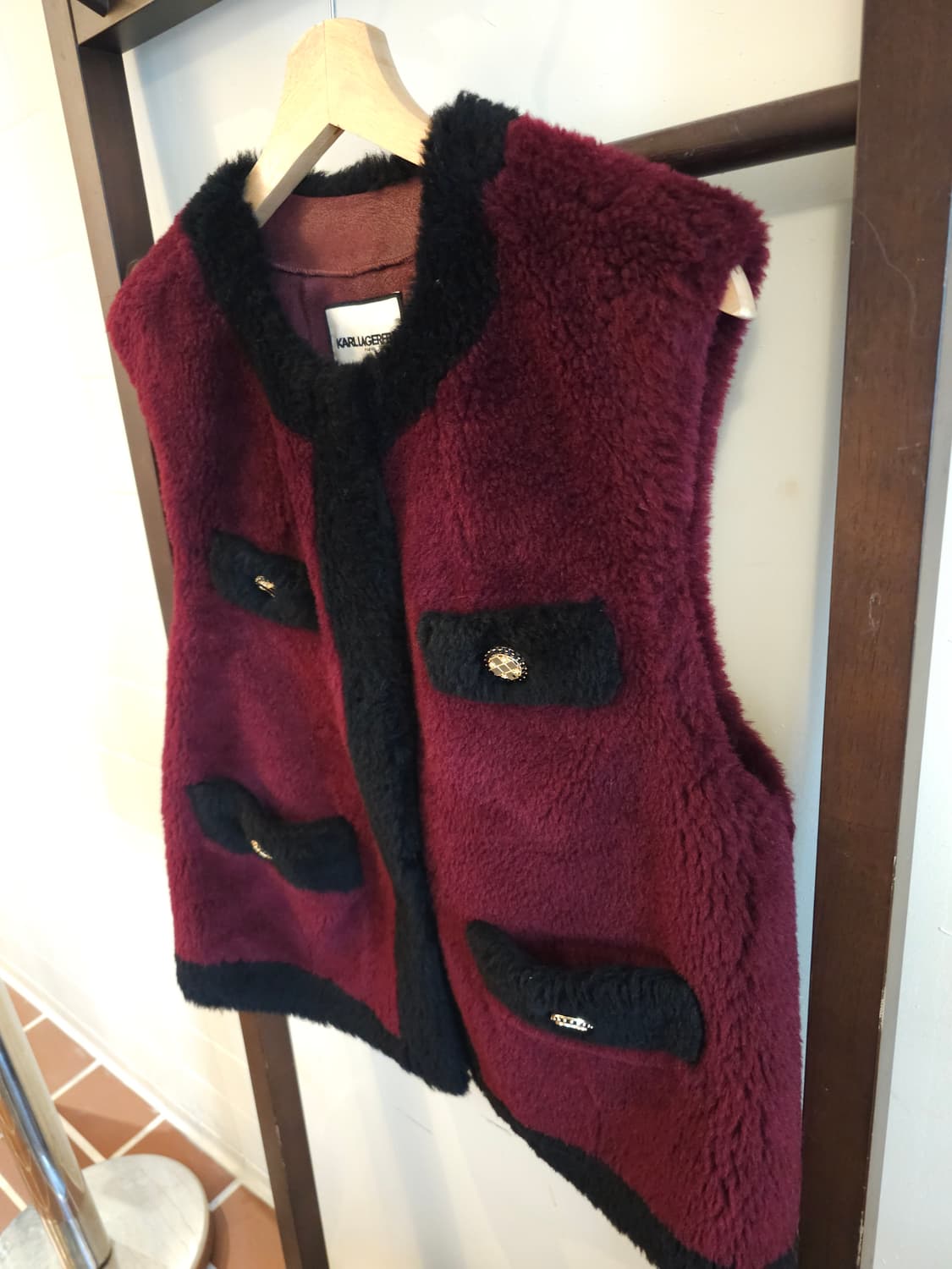 새상품)칼 라거펠트 버건디 양모 베스트 조끼 상품이미지2