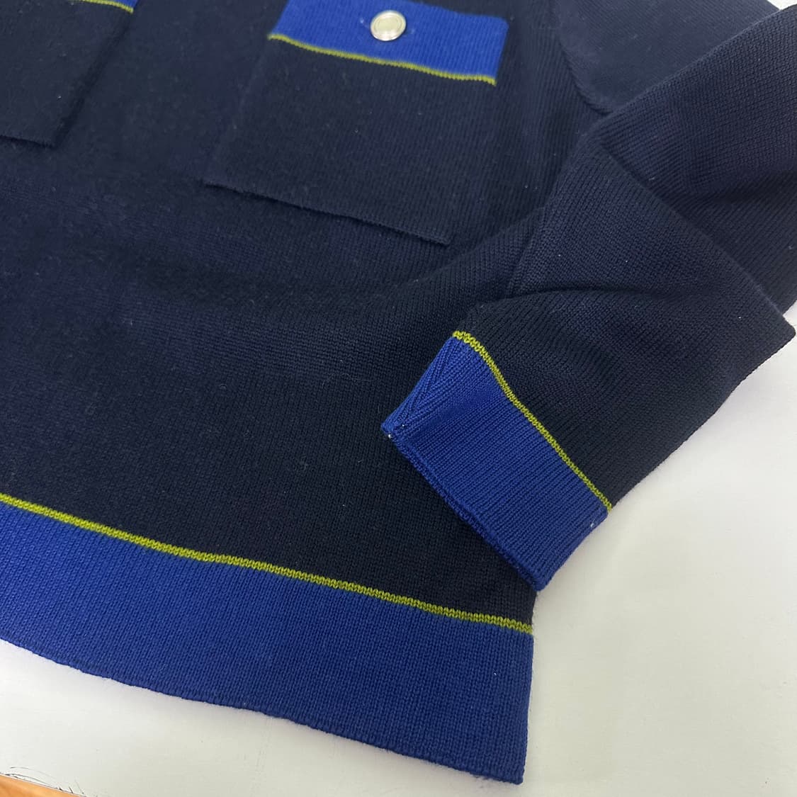 우먼S-M 이태리빈티지 네이비 투포켓 메리노울 니트 상품이미지2