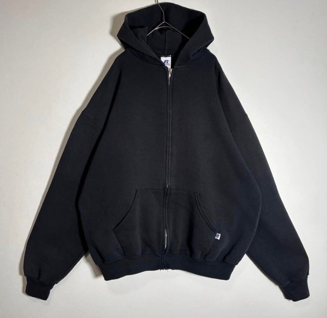 90s 황금사이즈 L) 러셀 후드 집업 블랙 상품이미지2