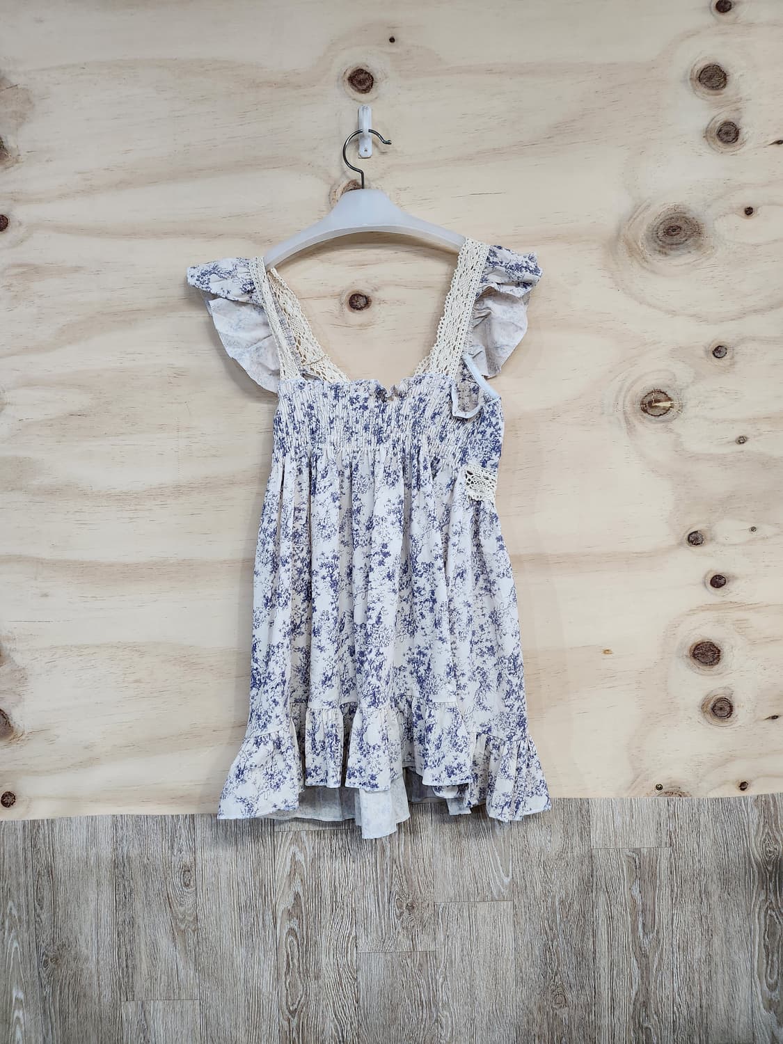 1013) 플라워 패턴 레이스 미니 원피스 상품이미지2