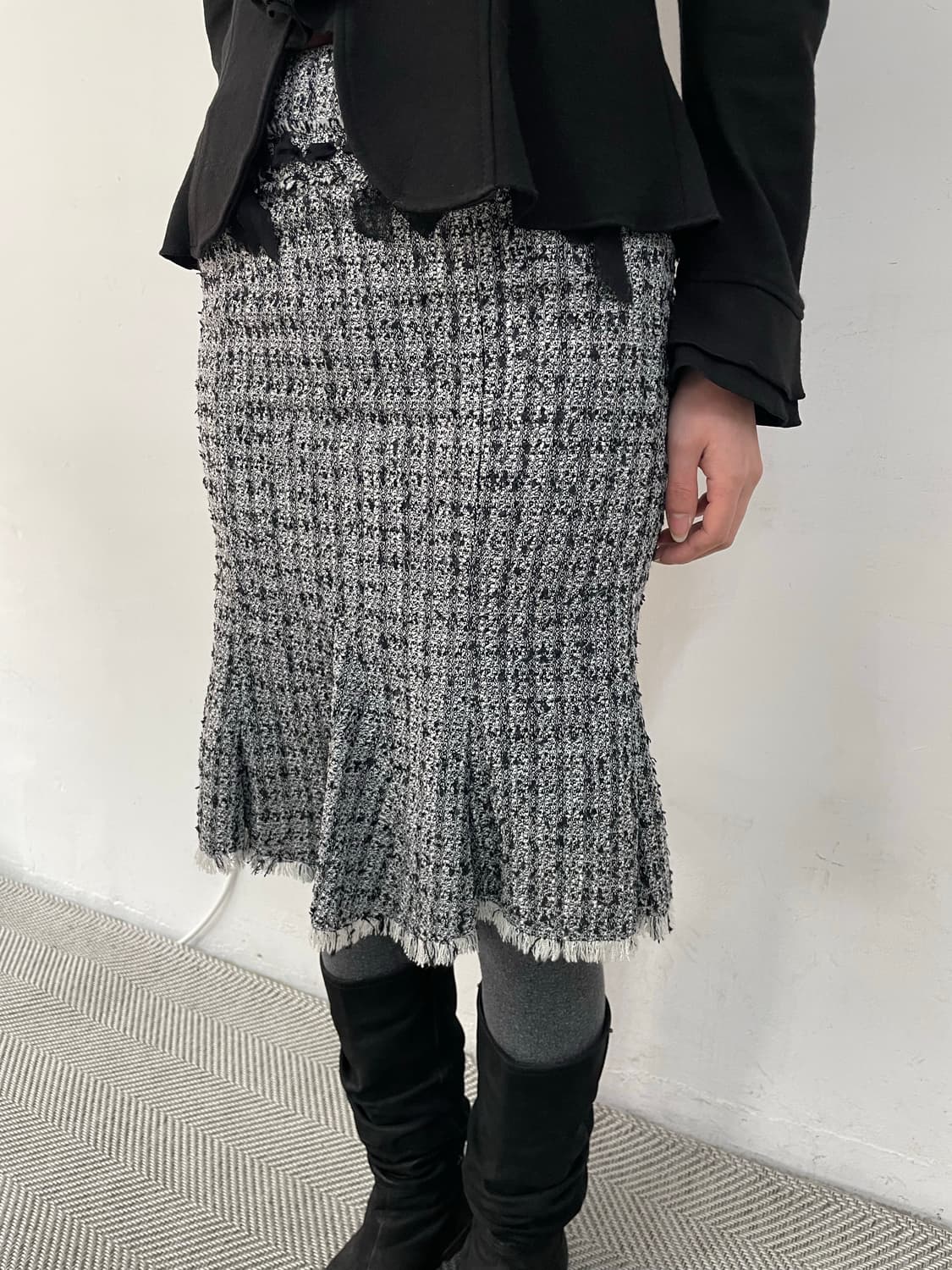 NARACAMIC 트위드 리본 스커트 상품이미지2