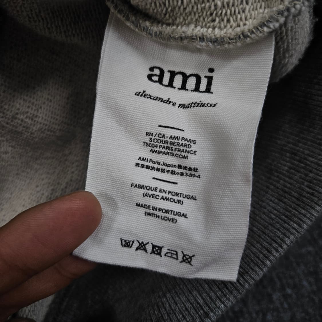 아미 스몰로고 그레이 후드티 급처 상품이미지5