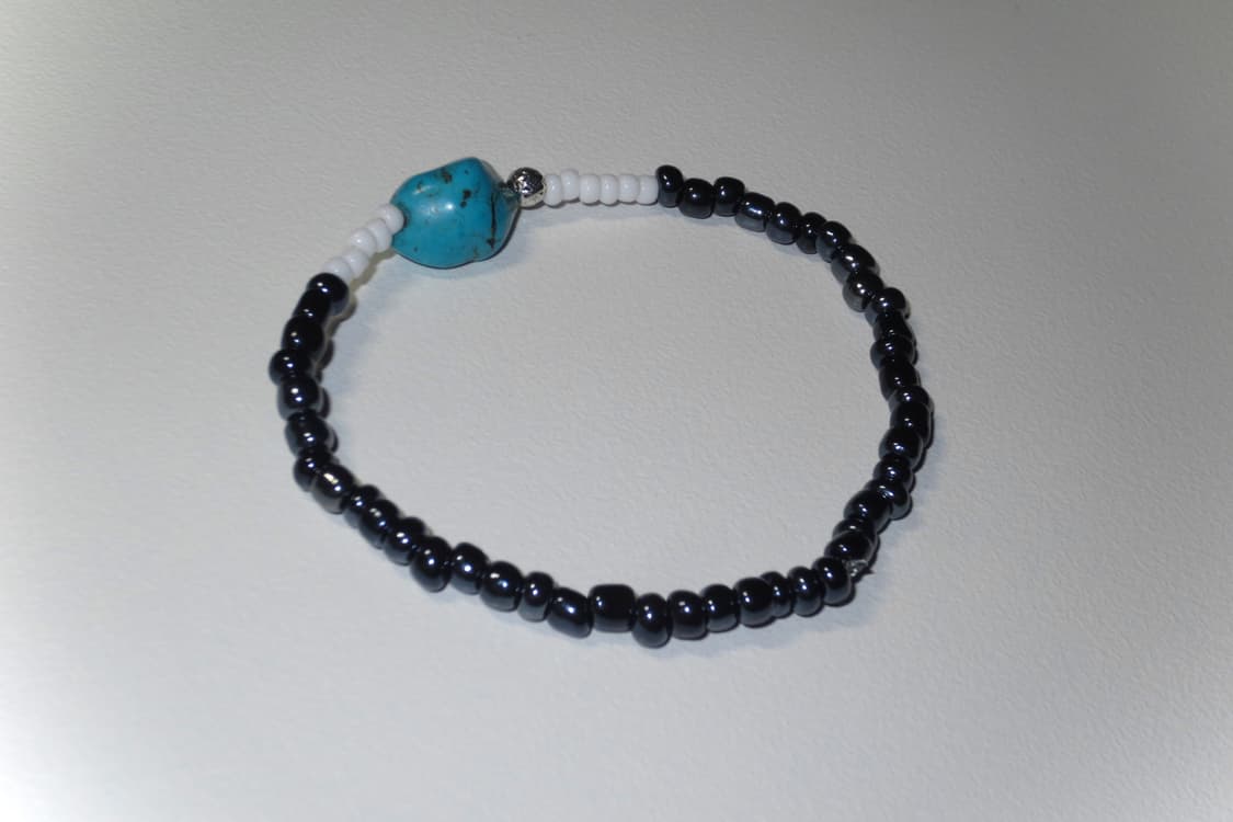 handmade 터키석 화이트 비즈 팔찌 상품이미지1