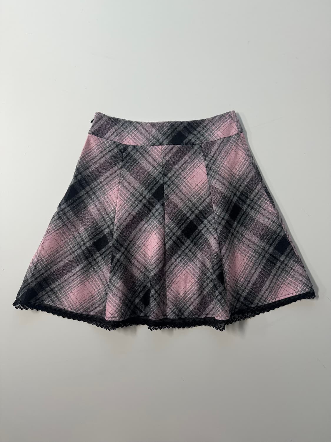 울 블렌디트 체크 글리터 패턴 레이스 밑단 스커트 상품이미지6