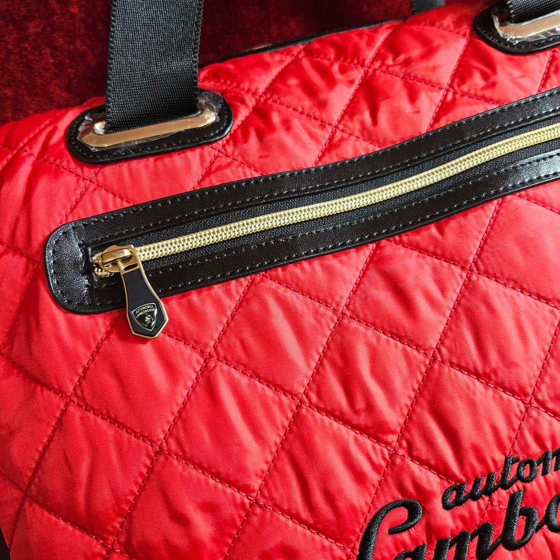 (미사용)람보르기니 x SGF67 슈페리얼  소가죽 퀄팅 보스턴백 상품이미지5