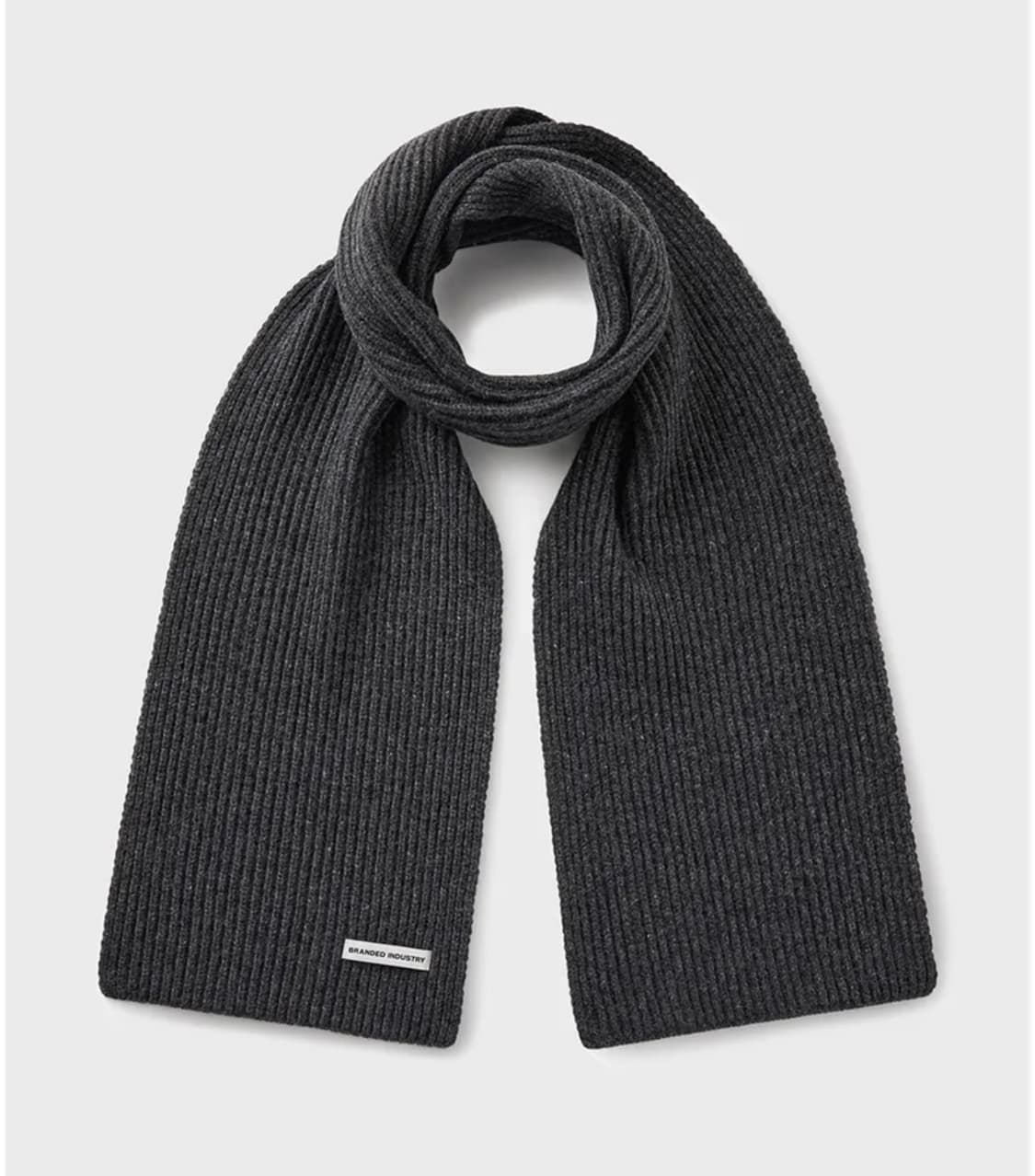 브랜디드 리브드 니트 머플러 차콜 상품이미지1