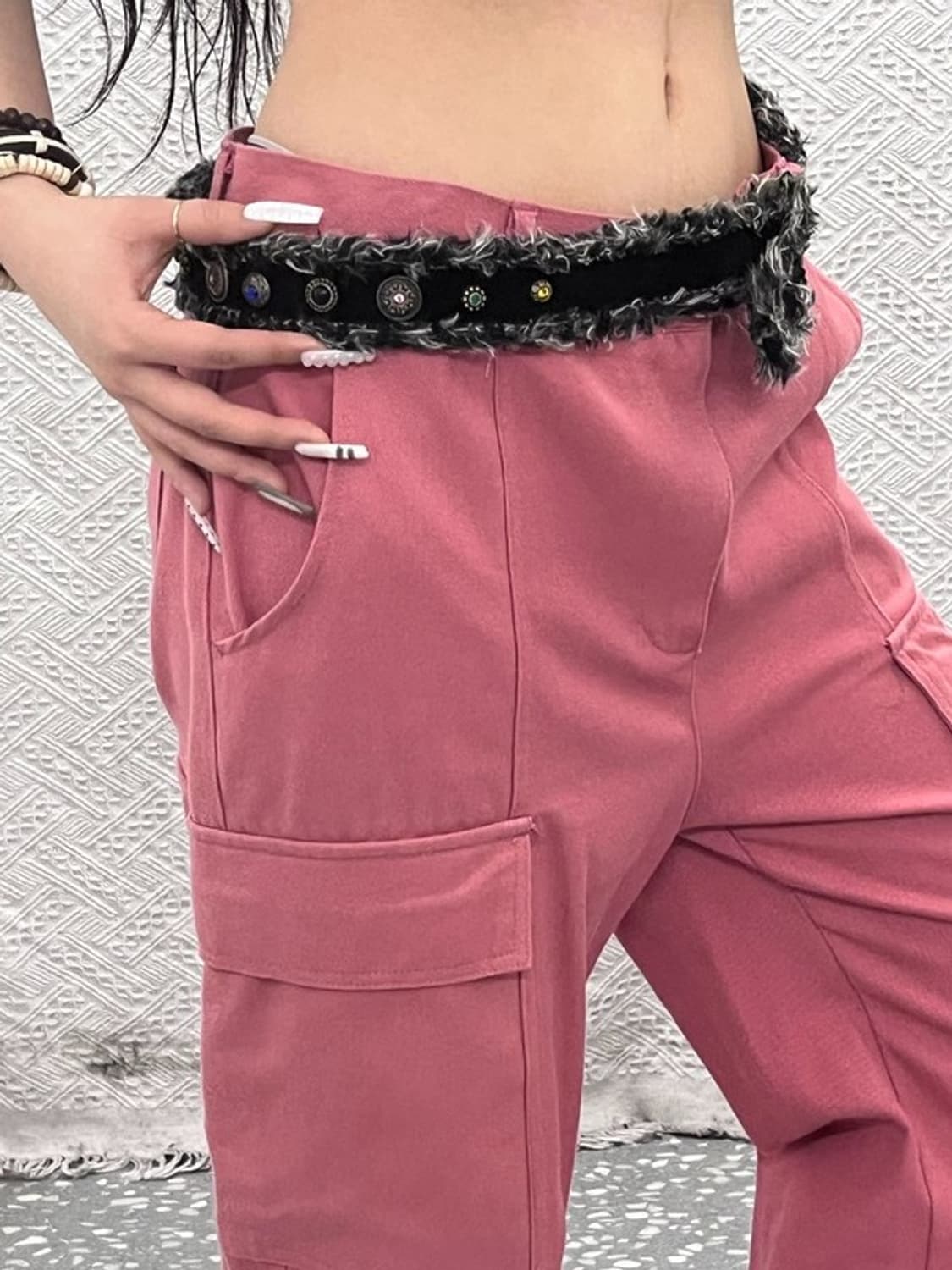 빈티지 고딕 락시크 주얼리 스톤 퍼 벨트 C10728 상품이미지2