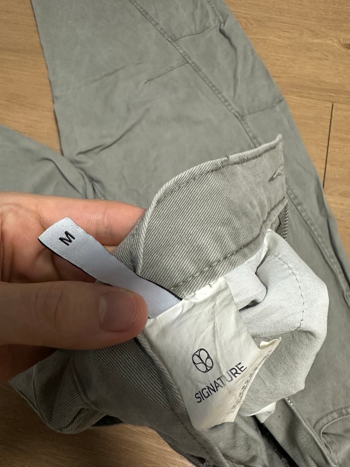 시그니처 커브드 트윈 다트 코튼 팬츠 회색 상품이미지5