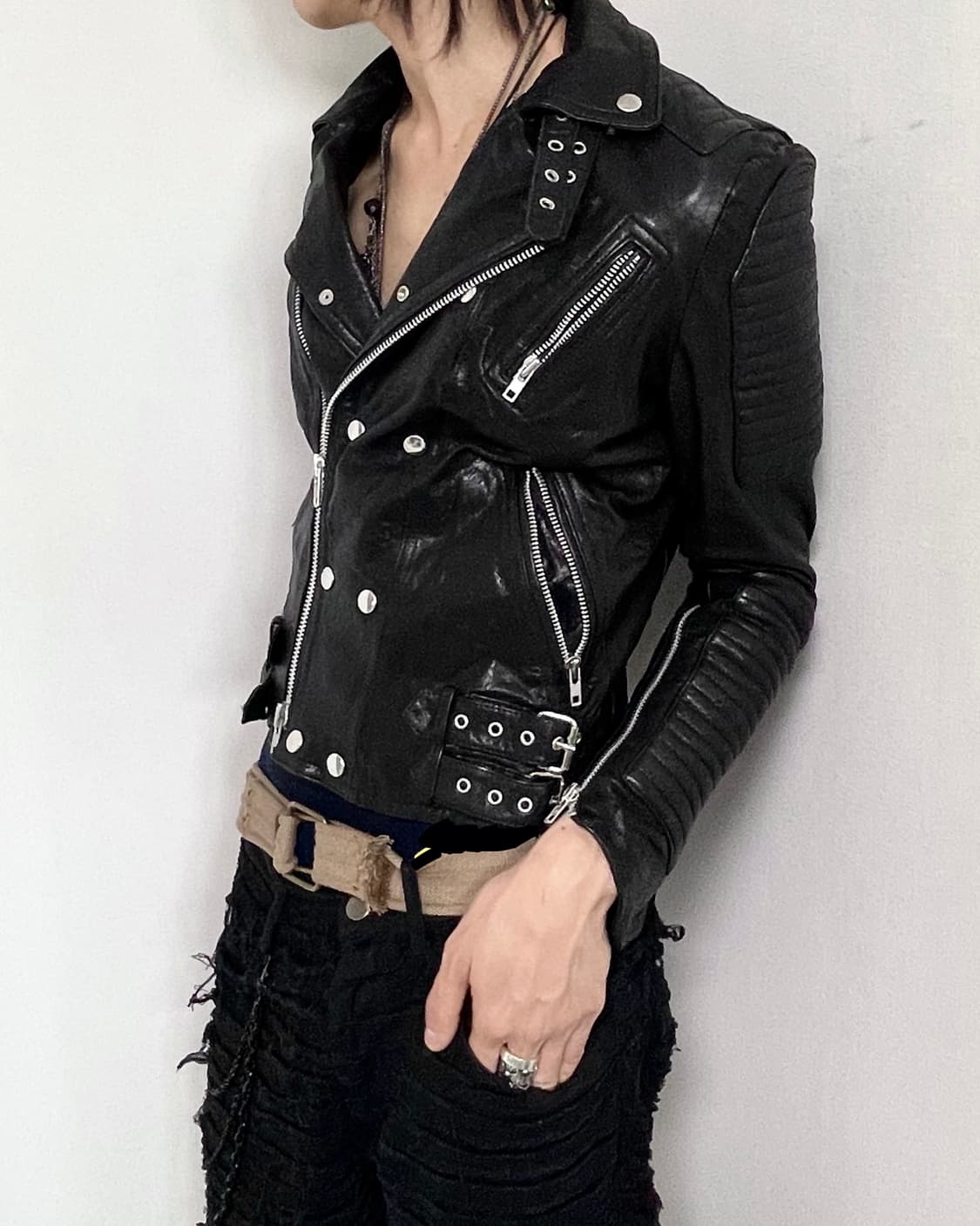 Goatskin rock punk leather jac 상품이미지2