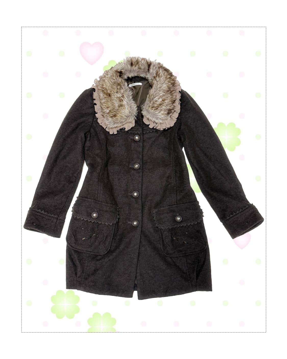 axes femme 라떼갸루 브라운 퍼 코트 상품이미지1