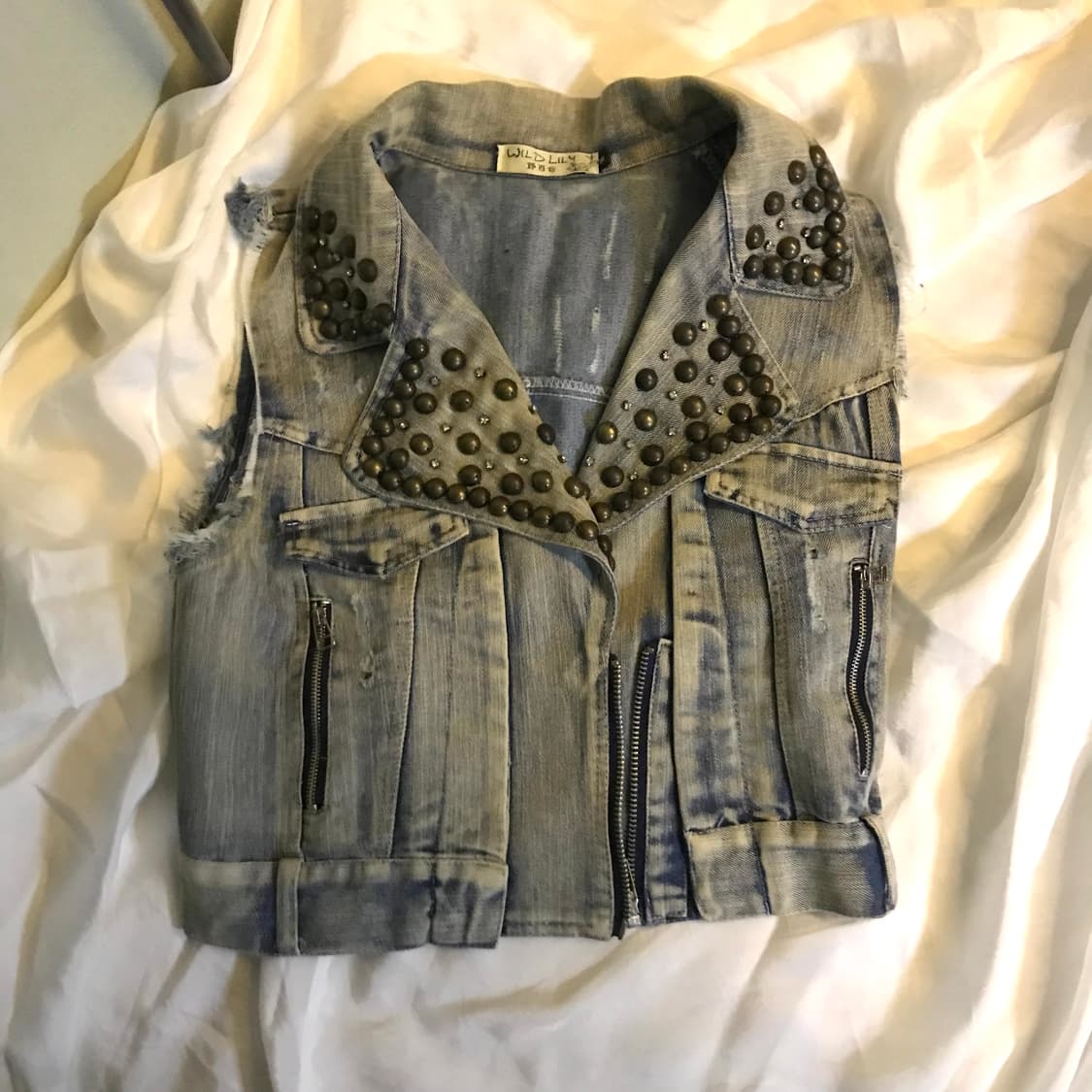 Vintage 락 고스펑크 데미지 스터드 vest 상품이미지4