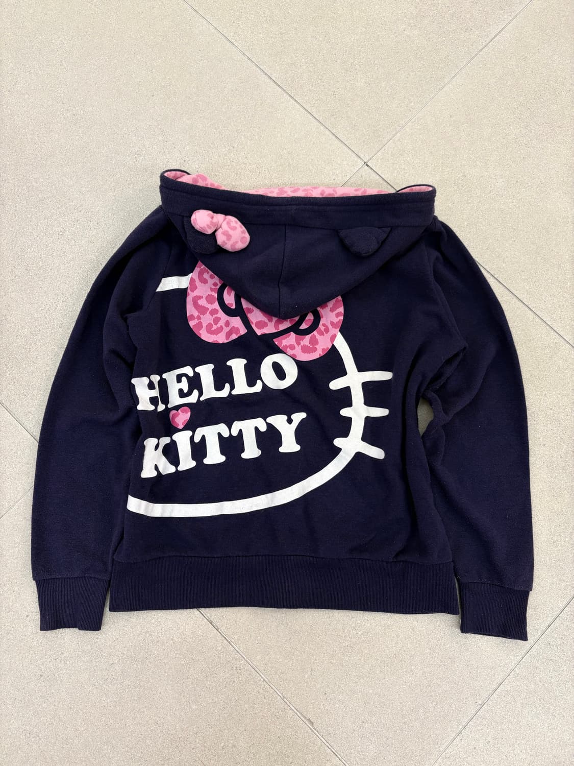 퍼플 핑크 레오파드 키티 후드집업 상품이미지1