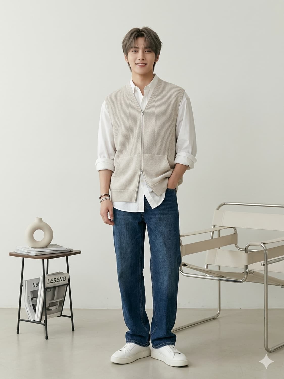 COS 코스 코튼 니트 투웨이 집업 베스트 조끼 상품이미지1