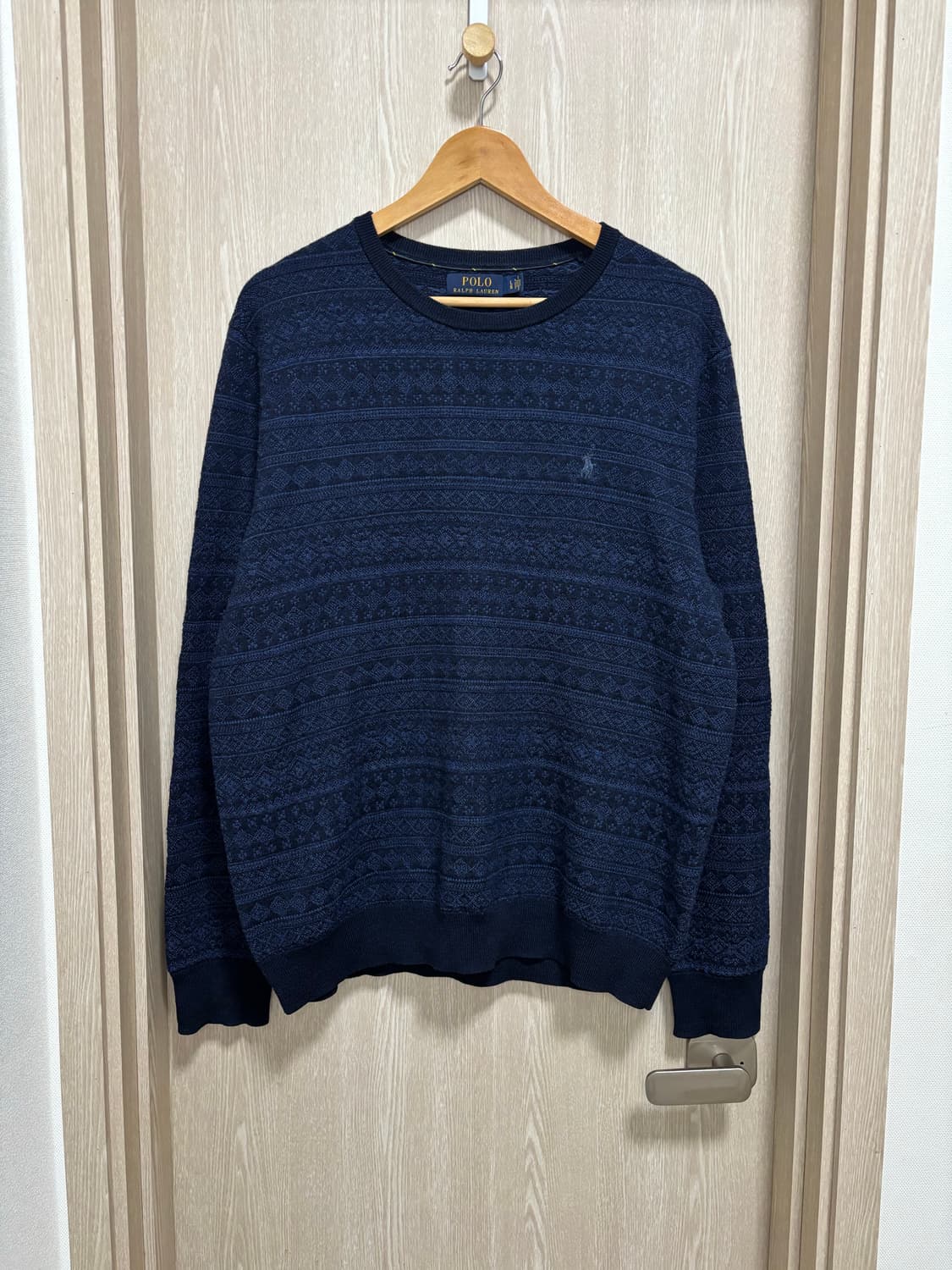 폴로 엑스트라파인 메리노울 패턴니트L/105/네이비 상품이미지1