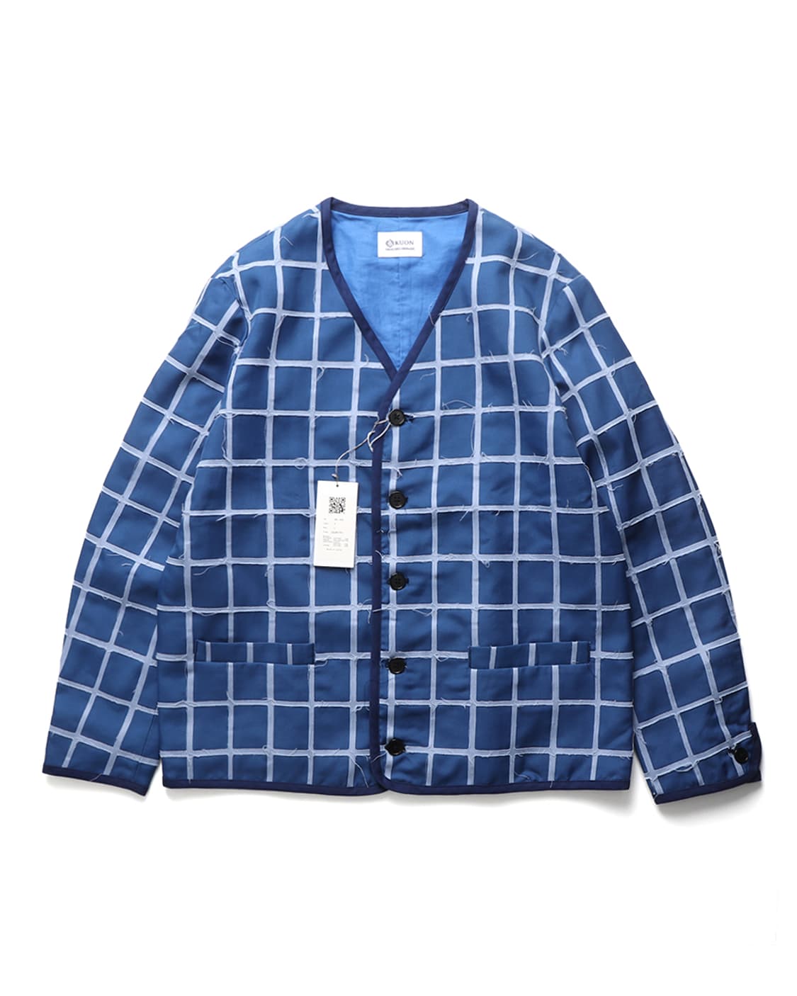 쿠온 KUON Collarless Plaid Jacket 상품이미지1