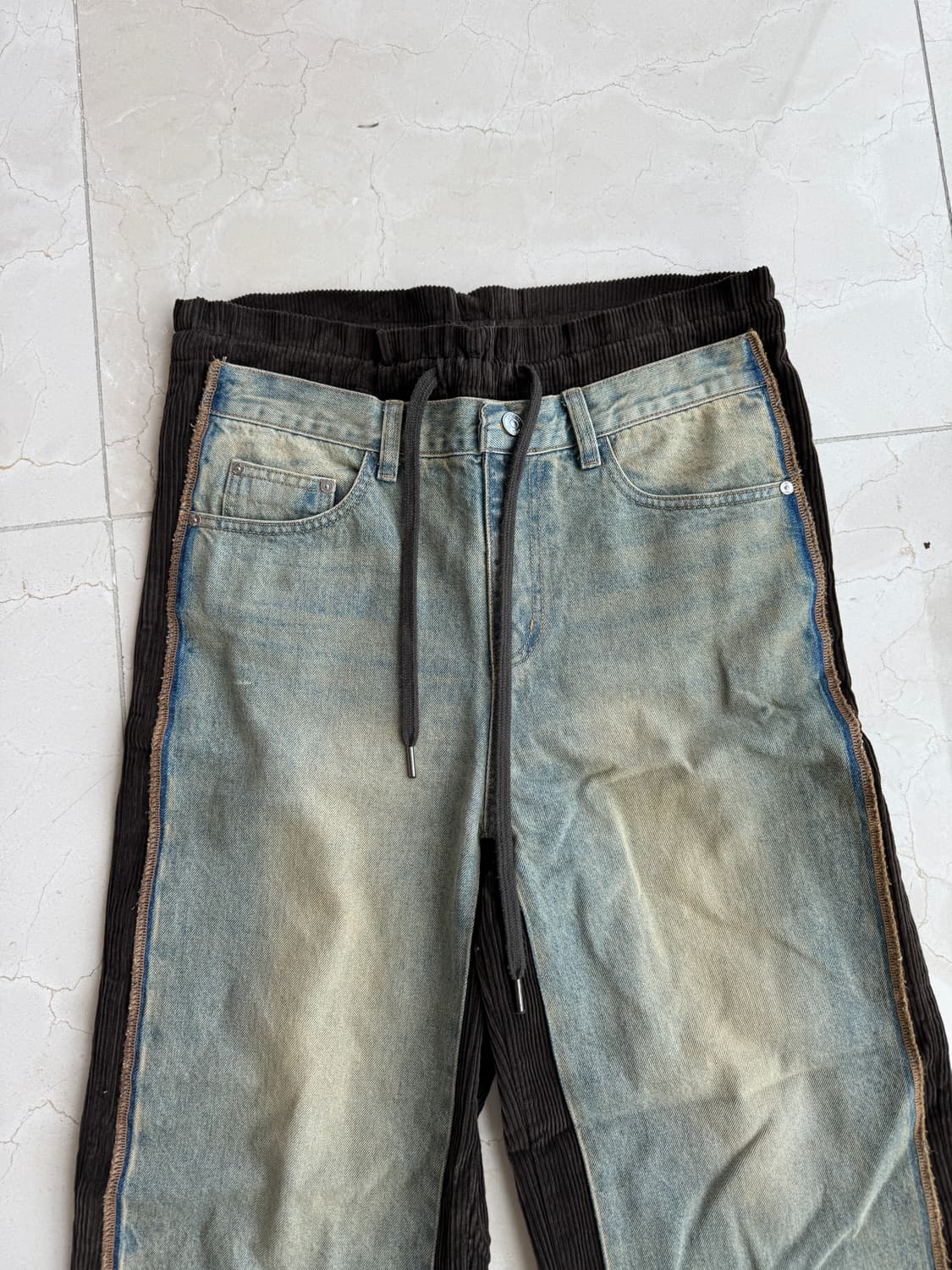 오픈와이와이 Open YY 데님 코듀로이 팬츠 사이즈 1 브라운 상품이미지4