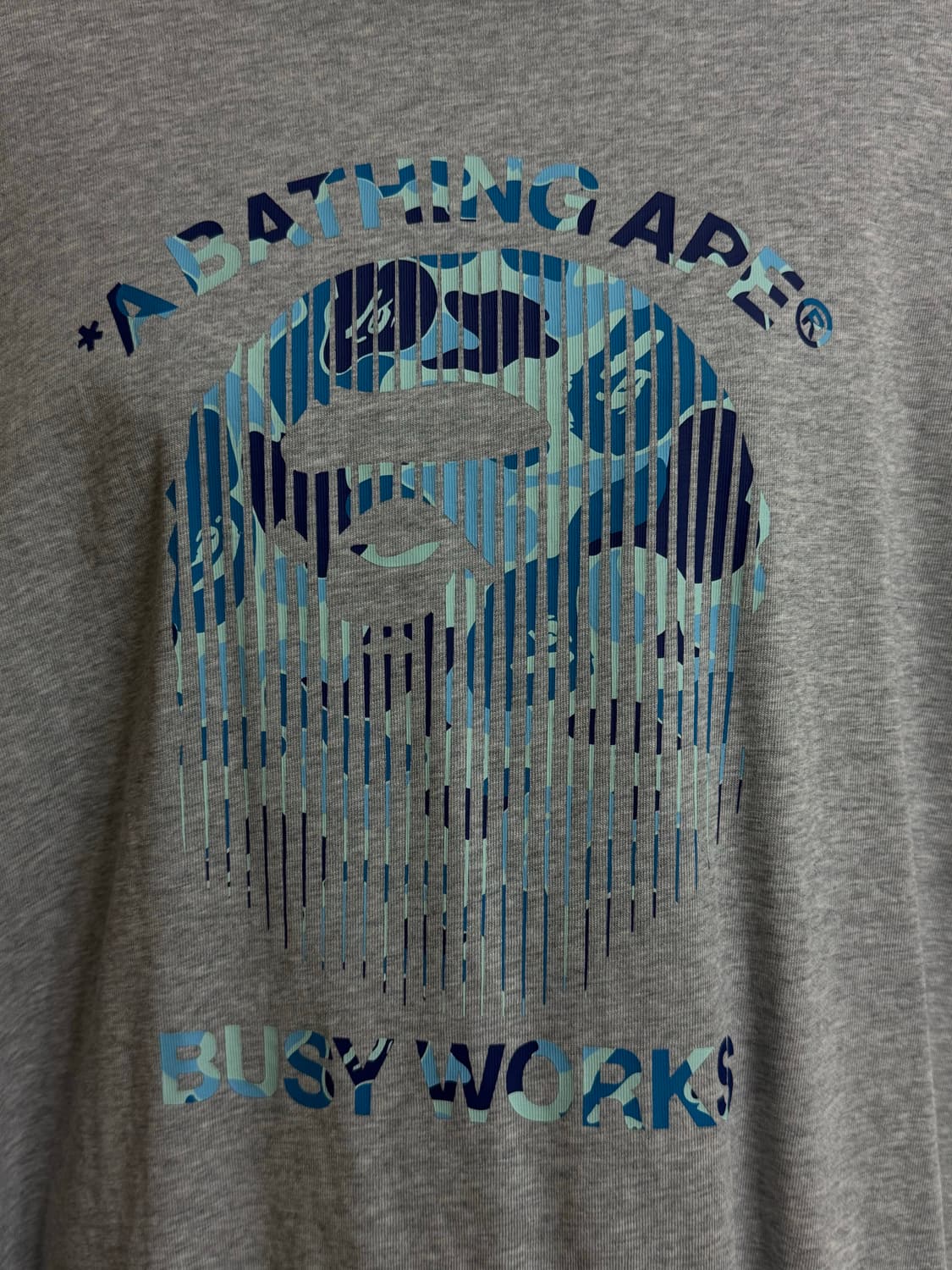 베이프 ABC 카모 페이드 에이프 헤드 릴렉스드 핏 티셔츠 그레이 상품이미지3