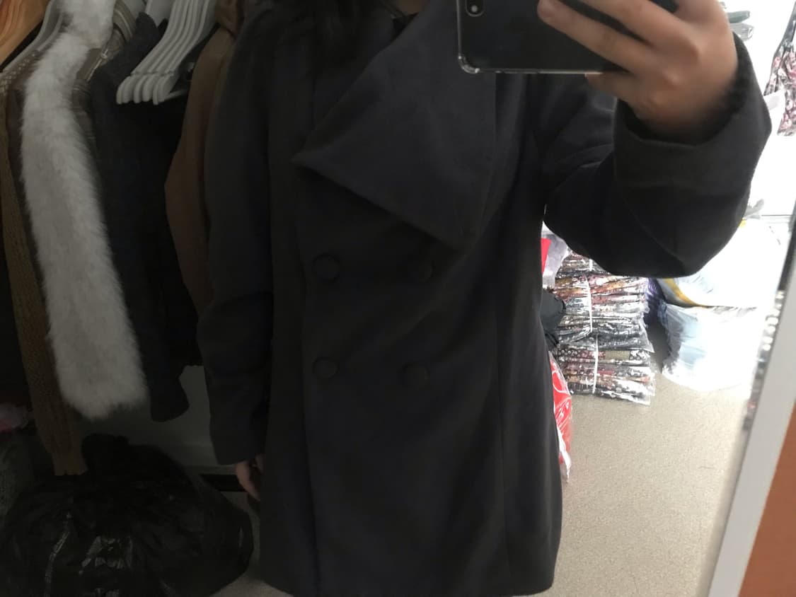 빈티지 더블 버튼 하이넥 코트 상품이미지1