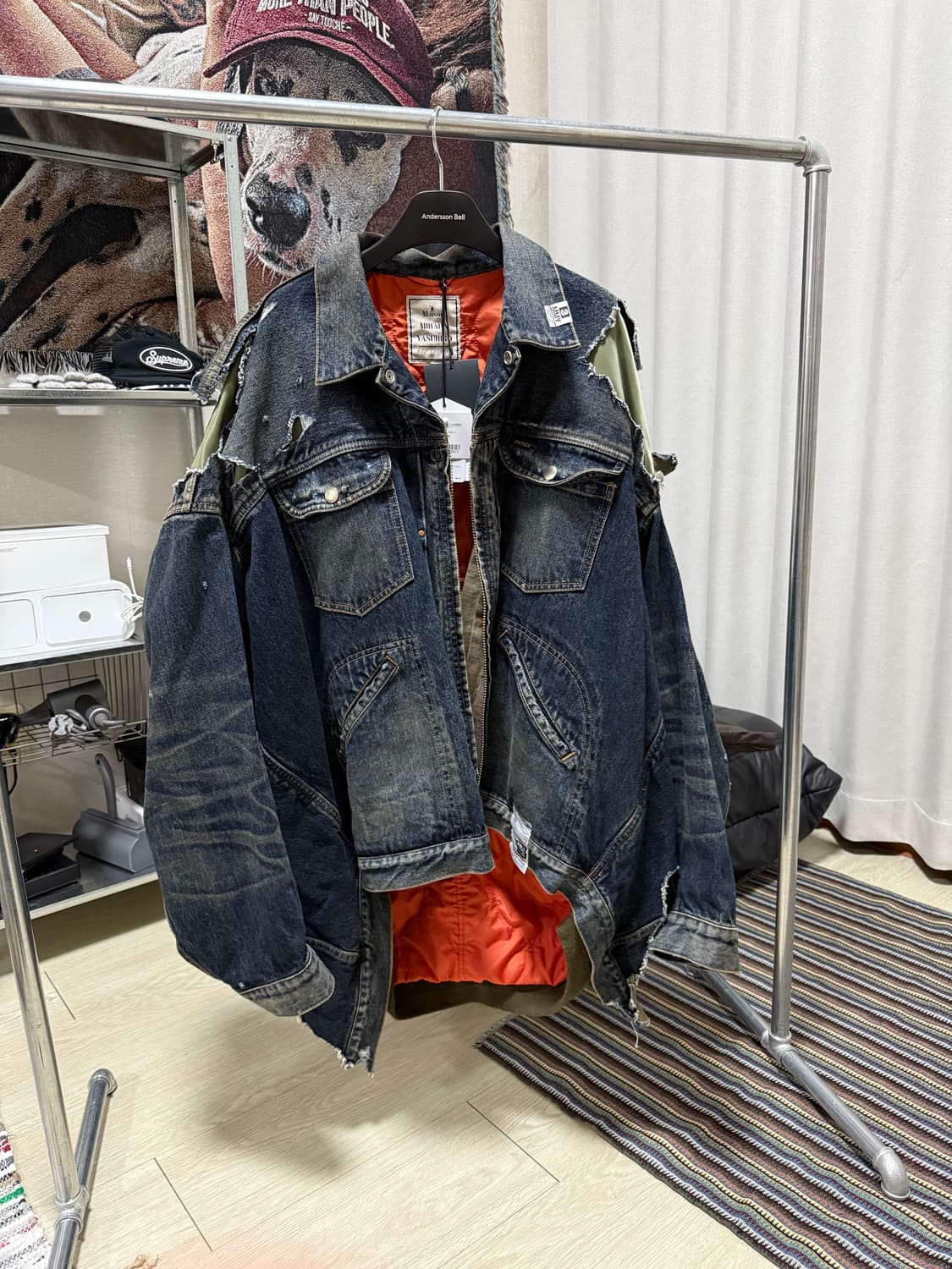 미하라야스히로 레이어드 봄버 데님 자켓 상품이미지2