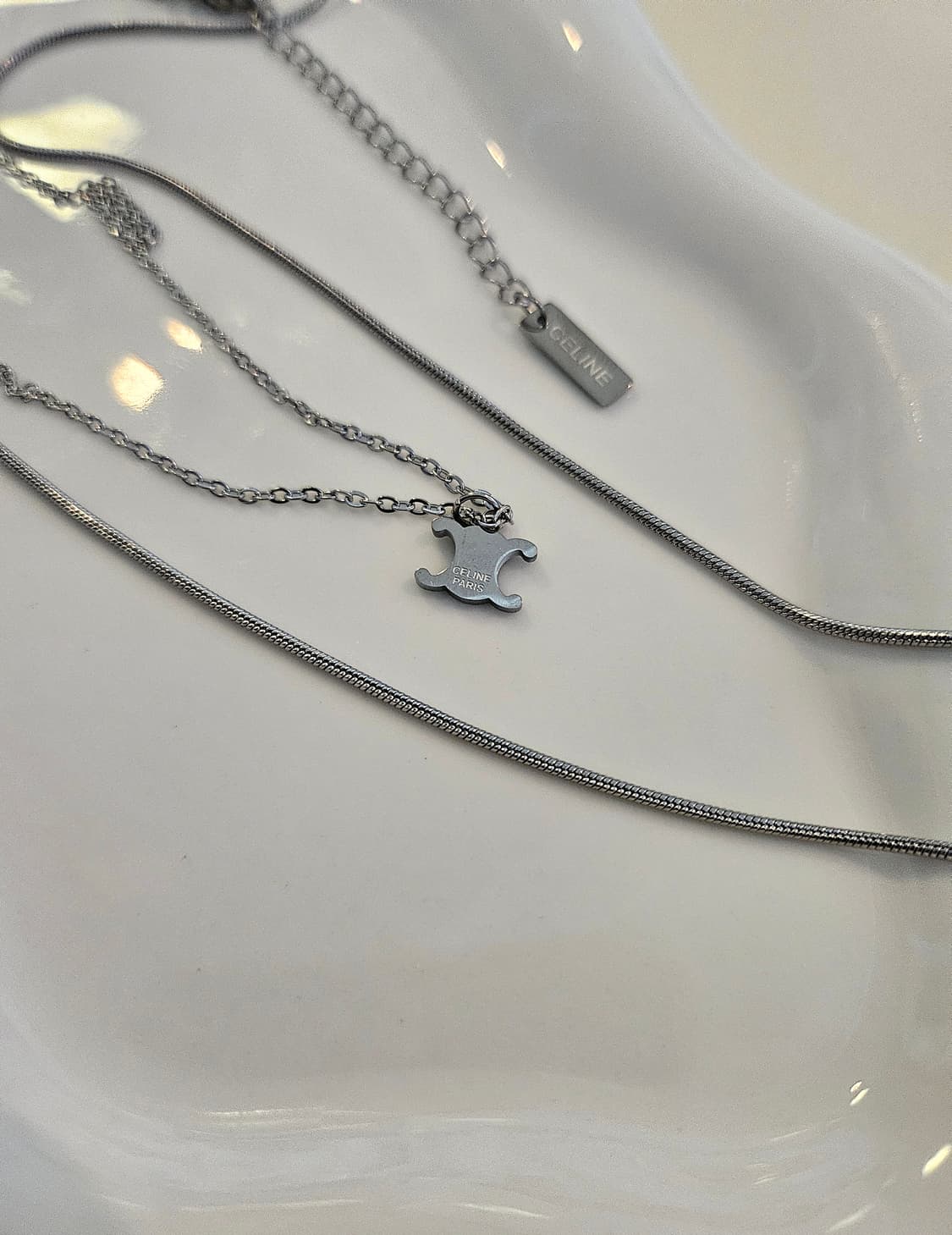셀린느 업사이클링 두줄 레이어드 은장 목걸이 상품이미지3