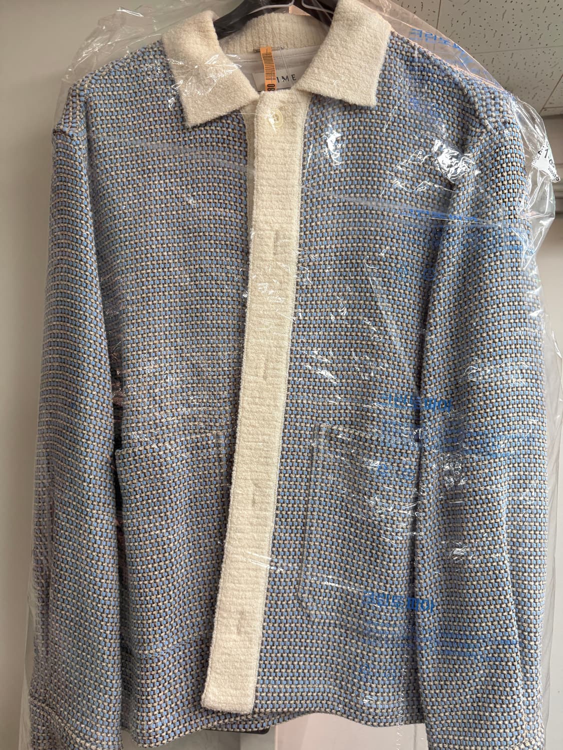 타임옴므 텍스쳐 블록 자켓 스카이블루 상품이미지1