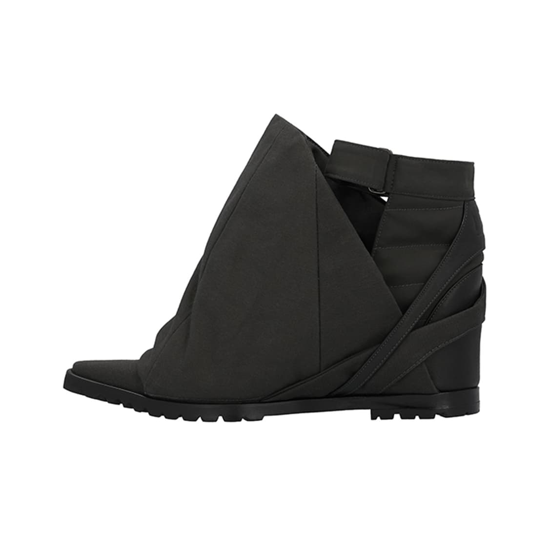 (235) 25AW 패디드-커버드 웻지 힐 01 / 애쉬 블랙 상품이미지4