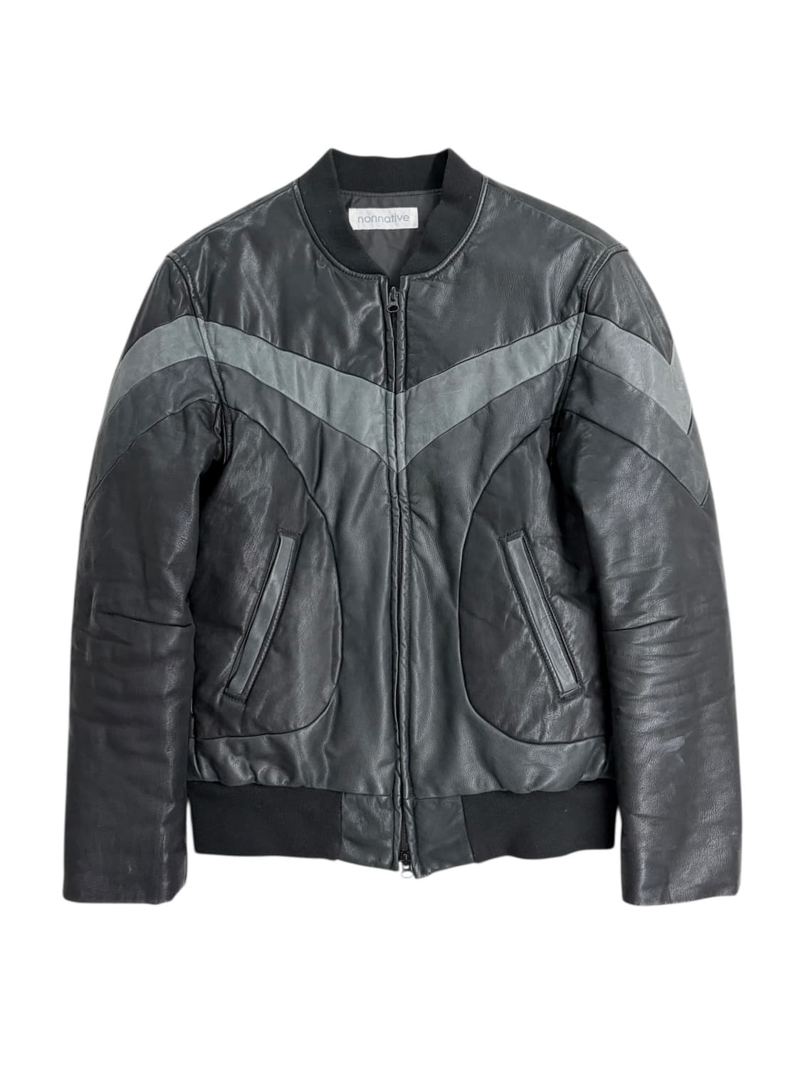 논네이티브 패널 카우 레더 자켓 상품이미지1