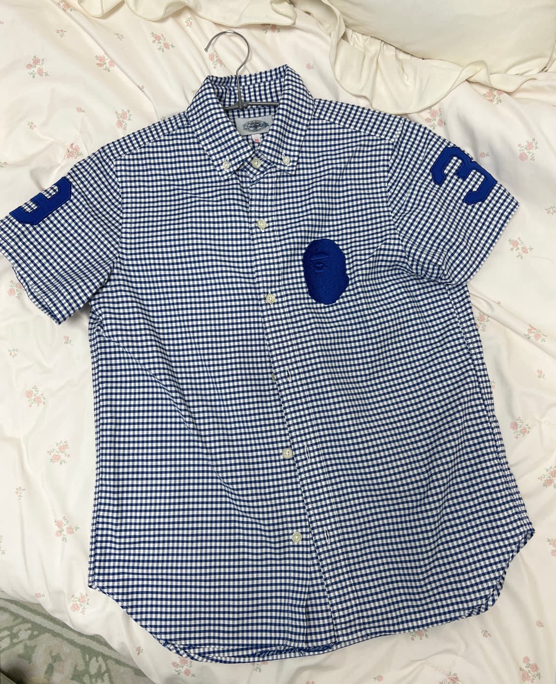 베이프 사루 반팔 체크 셔츠 빈티지 상품이미지1