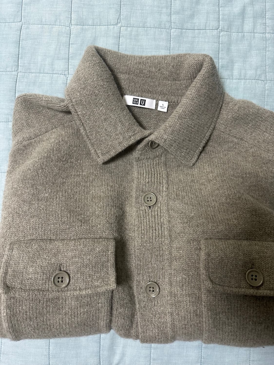 유니클로u 램스울 니트자켓 L사이즈 그린 상품이미지3