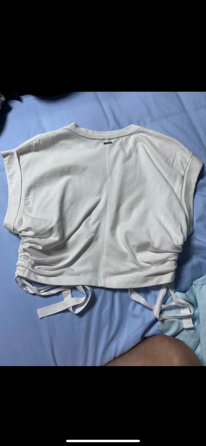 올세인츠 미라 드로우코드 사이드 크롭티 화이트M (새상품) 상품이미지5