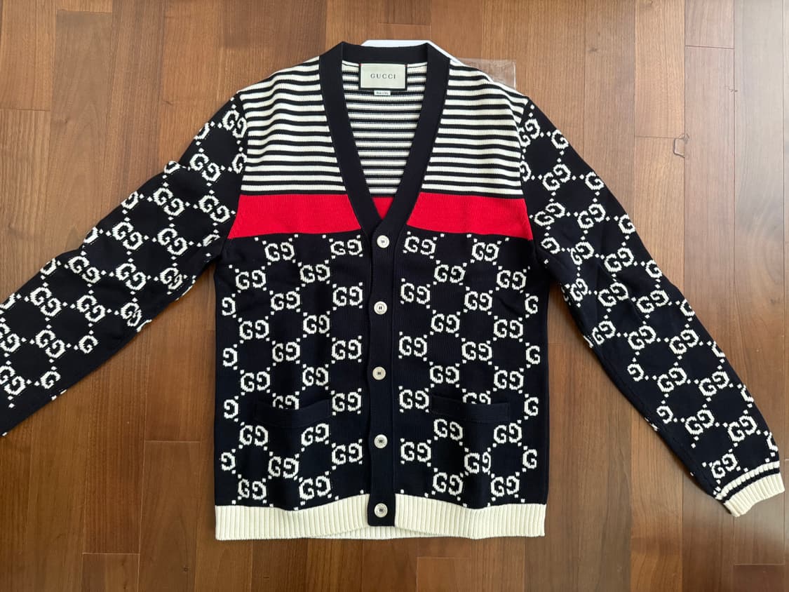 구찌 GG 자카드 울 가디건 스트라이프 M 상품이미지2