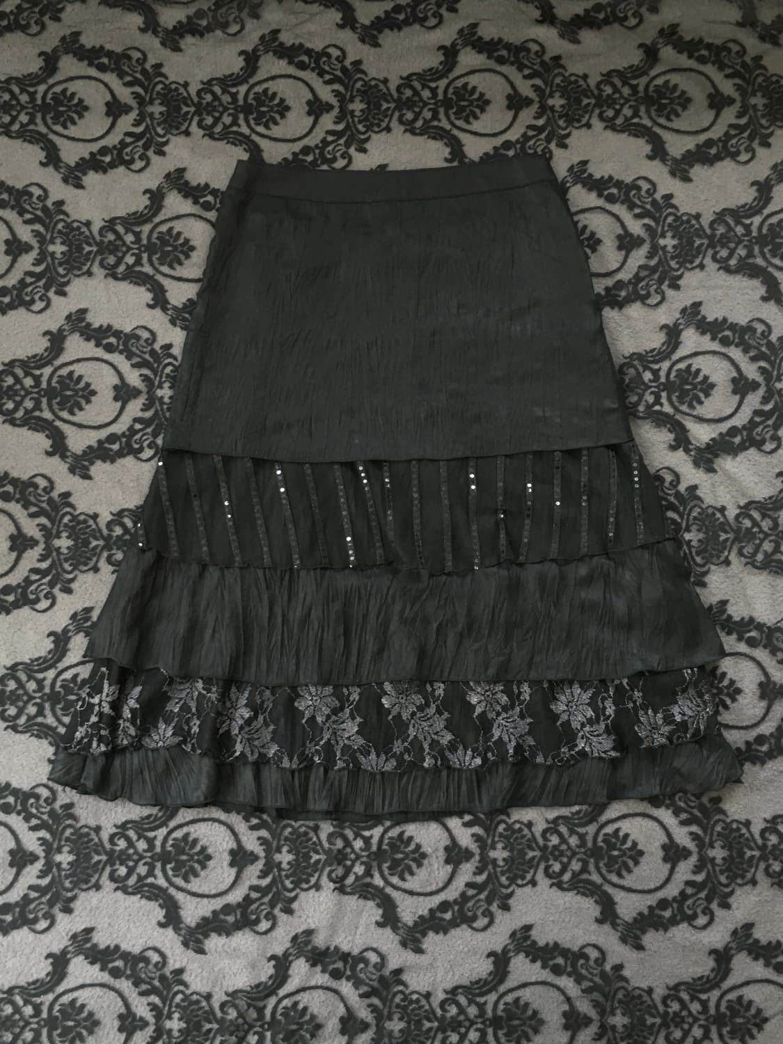 고딕 갸루 오리엔탈 레이어드 롱스커트 상품이미지1