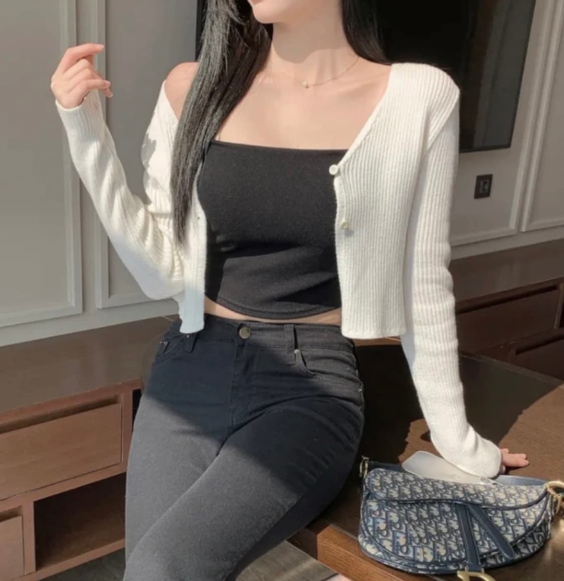 아이보리 골지가디건 상품이미지7