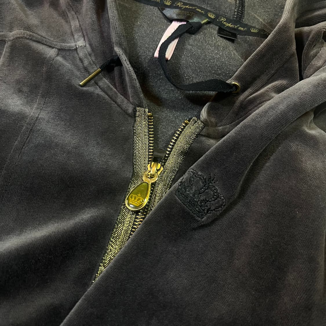 아디다스 리스펙트미 우먼 다크 초코 브라운 벨루어 후드집업 상품이미지2