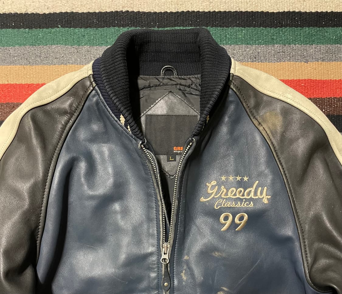 그리디 빈티지 가죽 바시티 자켓- M~L 상품이미지4