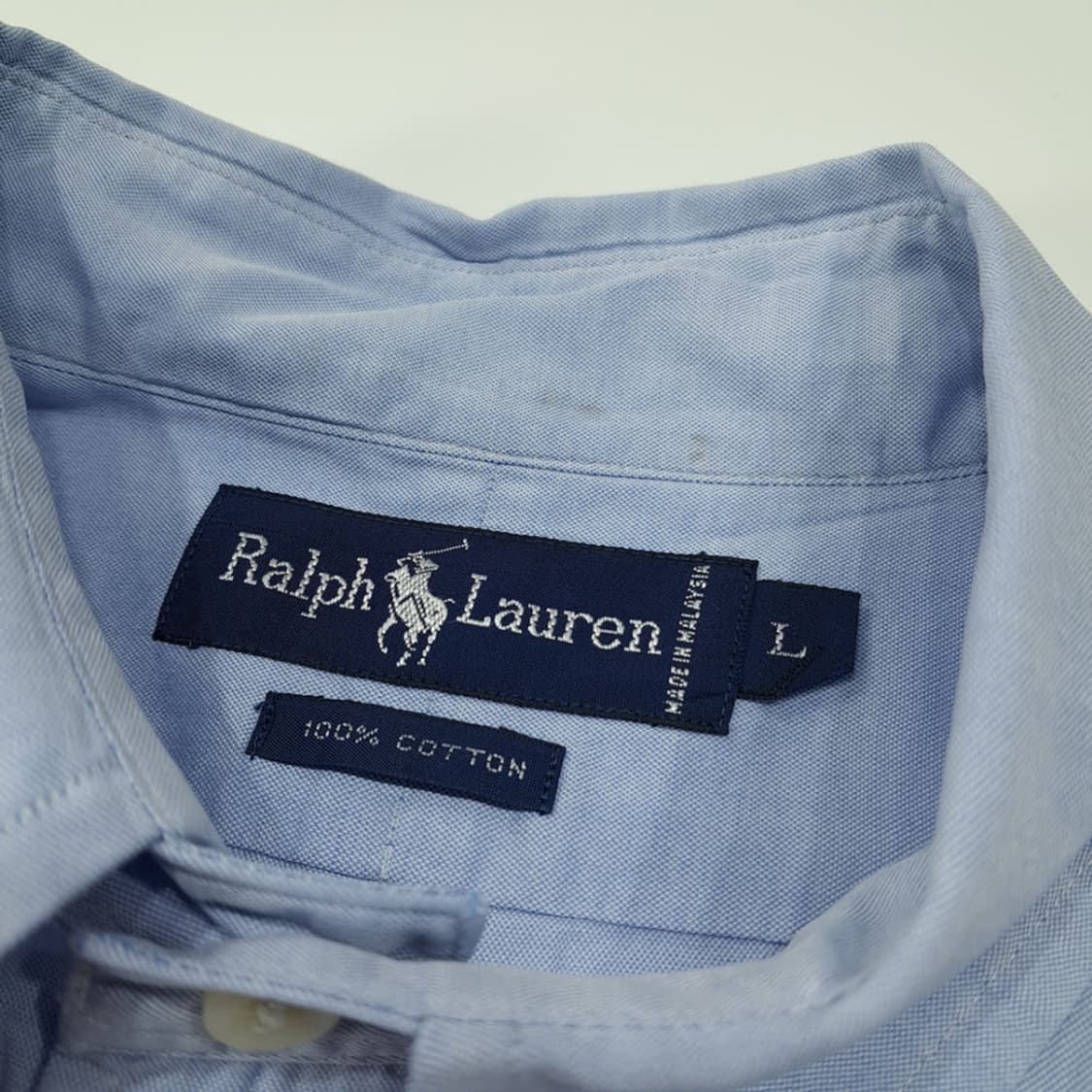 CL241L 폴로 90s 말레이시아판 옥스포드 라이트 블루 셔츠 남방 L 상품이미지3