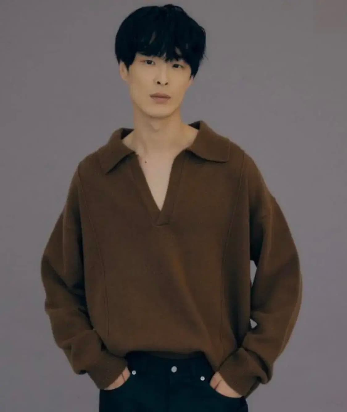 문선 램스울 핀턱 카라 니트 남녀공용 상품이미지1