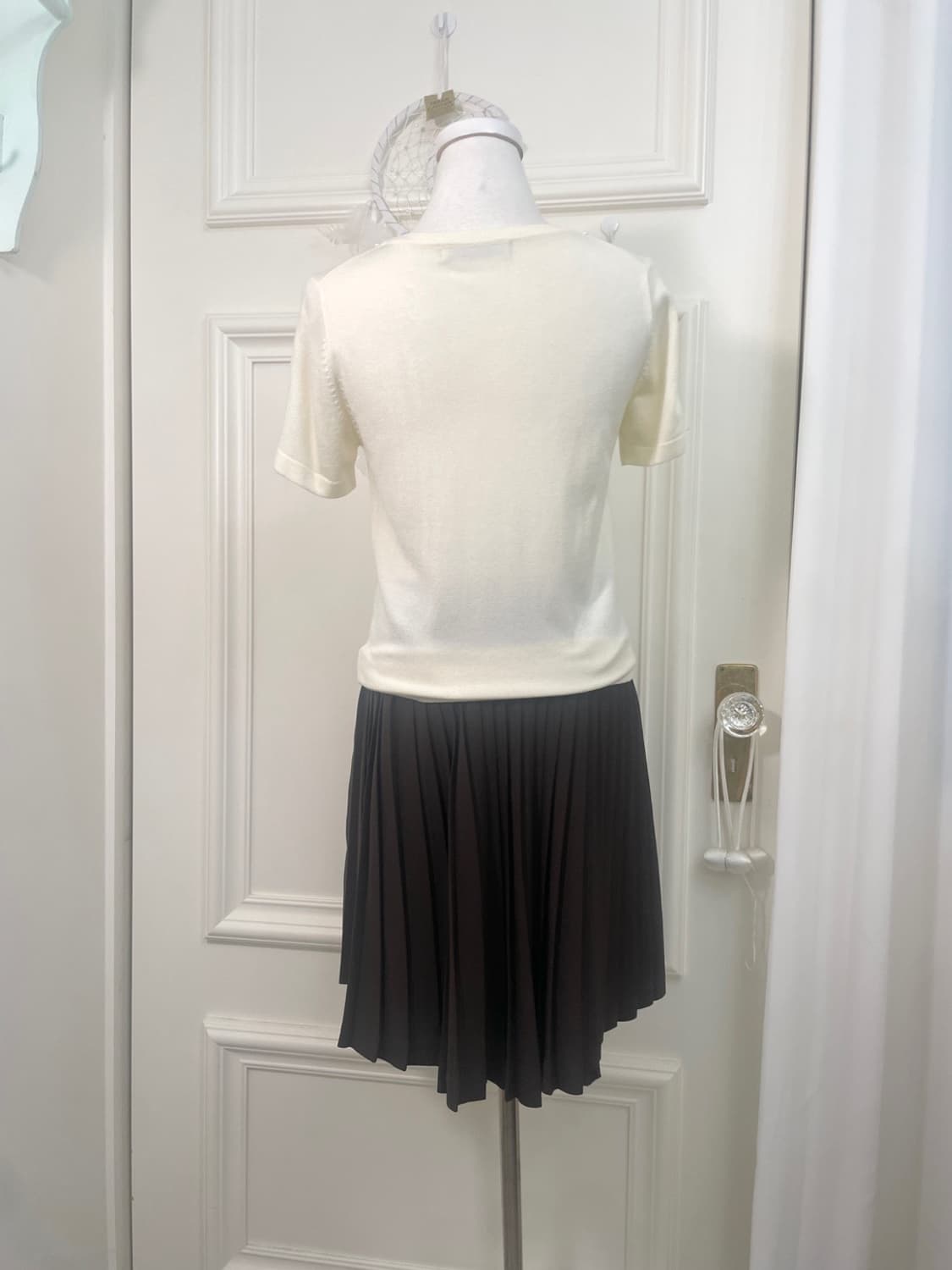 cream ivory beads point half knit top 상품이미지4